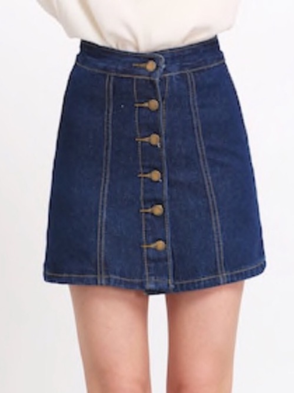 NEW LOOK A Line Button Down Denim Mini Skirt Size 6 US